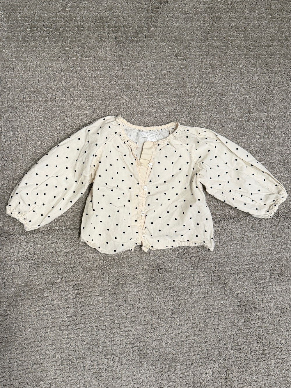 Zara Toddler Girls' Cream Polka Dot Button-Front Top 18 months